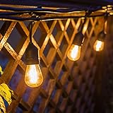 Fulelight屋外商業ストリングライト24フィート8吊りソケット、2ワットS14 LEDバルブ、パティオ、裏庭、パーティー、ウェディングのためのヘビーデューティー耐候性ヴィンテージストリングライト