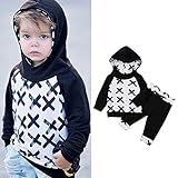 Fheaven (TM) キッズ ベビー 男の子 秋冬 スウェットシャツ トップス パーカー + パンツ 洋服セット 12-18 Months ホワイト