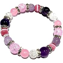 パワーストーンブレスレット 水晶 ラベンダーアメジスト クラッシュ水晶