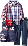 反逆Little Baby Baby Boys ' 3 Pieceベストボタンダウンシャツとパンツセット カラー: ブルー