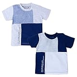 (ネイビー/95cm)ベビー服 男の子 Tシャツ 半袖 スナップボタン ワッフル 切替 男児 ベビー