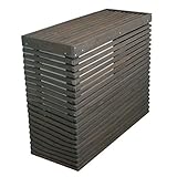 AHEART 室外機カバー エアコン 木製 日よけ 収納 棚 ボーダー 幅93.5cm SI 435 ダークブラウン