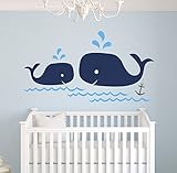 Whale Family Nautical Mom and Baby Wall Decal - Nursery Wall Decals - Nautical Nursery Decor Vinyl S