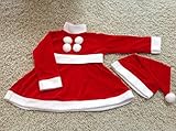 (Terry_and_Jun)ベビー サンタ コスチューム　帽子付 女の子用 キッズ サンタクロース クリスマス Xmas 衣装 (90cm)
