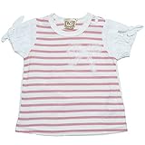 【本体綿100％】2017年 夏物 UZULAND ウズランド ボーダー レース使い 半袖Ｔシャツ ピンク◇90cm