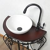 洗面台 洗面化粧台 「選べる陶器洗面ボウル＋アイアン台＋単水栓＋プッシュ式排水栓+トラップ」の５点セット 〔Ｅセット１２〕INK-1401151Hset