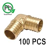 Pex 1 / 2 Barbed 90エルボ – 継手真鍮クリンプ – Sharkbiteスタイルバッグ100の/真鍮/ 1 / 2 "