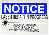Brady 129293 Radiation and Laser Sign, Legend "Laser Repair In Progress Do Not Enter When Light Is F