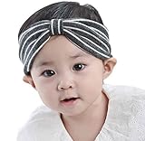 singleluci Baby Girl 's Headwear伸縮性ストライプヘア カラー: グレー