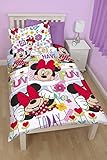 Motif Minnie Mouse Parure de lit simple. [並行輸入品]