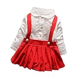 ワンピース ベビー 子供 キッズ 女の子 長袖 春 秋 重ね着風 胸元レース フェイクレイヤード Tシャツ サロペットスカート プリーツ 学園風 新生児 赤ちゃん 入園式 入学式 七五三 出産祝い
