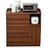 キッチン キッチン収納 食器棚 チェスト レンジ台 引き出し スライド収納 Bタイプ 下段 ウォルナット