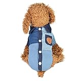 レンコス（Lemcos）ペット 服 秋冬 ドッグウェア 小型犬猫用 デニムの布 犬洋服 フード付き コート ボタン 可愛い 散歩 暖かい 防寒 秋冬 犬服 アパレル 子犬 コスチューム