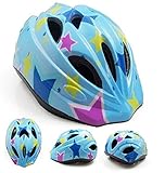 軽量 子供用 自転車 ヘルメット キッズ ジュニア アジャスター付き 調節可能 (星柄, M（50～58ｃｍ）)