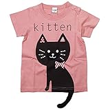 《初夏盛夏対応》 CHEEK ROOM(チイクルーム)  製品洗い加工済み42/2天竺ネコ半袖Tシャツ 95cm/PK NO.B-470148
