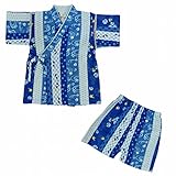 甚平 ベビー 男の子 カエル柄 上下セット じんべい じんべえ ブルー 80