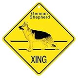 German Shepherd XING サインボード：ジャーマンシェパード 横断 注意 英語 看板 Made in U.S.A [並行輸入品]