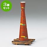 3個セット 花瓶 赤巻色彩鶴首花瓶（木台付） [ 5.3 x 20.5cm ] 料亭 旅館 和食器 飲食店 業務用