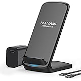 NANAMI ワイヤレス急速充電器 (USB-C 20W出力の急速充電器に昇進) 置くだけ充電器 セット 7.5W/10W/15W iPhone 15/14/13/12シリーズ/SE第二世代/11(Pro)/XR/Xs(Max)/X/8(Plus) 