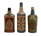Deco 79 24959 Glass Painted Bottle Set of 3 by Deco 79