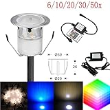 埋め込み式ライト FVTLED スポットライト 地中埋込型ライト 12V 0.6W IP67防水 LED 照明 高輝度 省電力 複数延長可能 ガーデン 庭 屋外用 (6個セット, 多色)