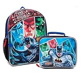 Justice League Kids School Backpack & Insulated Lunch Bag - Batman, Superman, Green Lantern, The Fla