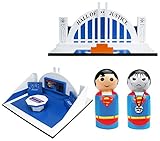 Bif Bang Pow 。Justice Leagueピンメイト木製Hall of Justice Set withスーパーマン& Bizarroアクションフィギュア
