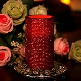 Home ImpressionsラティスパターンFlameless LED Pillar Candle withタイマー、3 x 6インチ、レッド