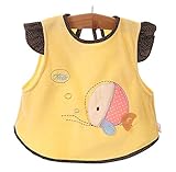 ベルベット漫画防水赤ちゃん授乳スモックベイビービブズイエローフィッシュ、1-3歳