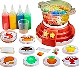 YAKINOぷにょぷにょクッキング 子供用調理おもちゃ｜安全なDIYシミュレーション ごっこ遊びセット バブルエジソン ポータブルデザイン (赤です,4本です)