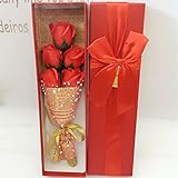 【freenation】大切な人へ 花束 （ ソープフラワー ） と メッセージカード の セット (レッド５本)