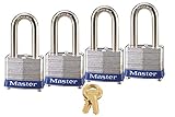 Master Lock 3QLF Keyed-Alike Padlock, 1-9/16-inch Wide 1-1/2-inch Shackle, 4-Pack [並行輸入品]