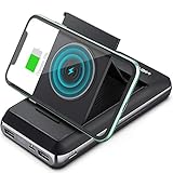 YANSAKER 折畳収納可能ホルダー ワイヤレス充電バッテリー 20000mAh超大容量 Qiワイヤレス出力 LEDディスプレイ 双方向2