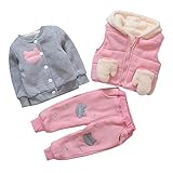 (チェリーレッド)CherryRed ベビー服 女の子 スウェット ズボン ベスト フード付き 3点セット 裏起毛 厚手 猫 100