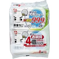 激落ちくん 流せる 除菌99.9% トイレクリーナー (24枚入&times;4パック) ・ アルコール&銀イオンのW除菌