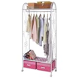 収納ハンガーラック(ハンガータイプ) (ホワイト) 収納ボックス付き フリル