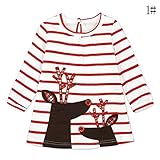 トトハウス(TOTO HOUSE) 子供服 ワンピース ストライプ クリスマス キッズドレス ストライプ 長袖 秋 冬 可愛い 通園 発表会 記念日 プレゼント (90, 1#)