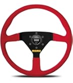 Amazon | MOMO(モモ) ステアリング トレック 35パイ レザー/RED T-2