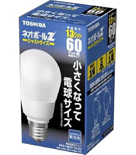 Amazon | TOSHIBA ネオボール A形 60Wタイプ 昼光色 2個パック EFA15ED