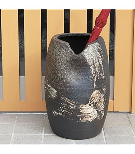 Amazon｜信楽焼 花彫傘立て しがらき焼 笠立て 陶器 おしゃれ kt-0109