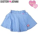 (ジェニィ)JENNI デニム ロゴ刺繍エンブレム スカッツ 100 サックス(051)