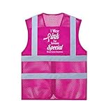 GOGO乳がんボランティアベスト ポケット付きホットピンクジッパーフロントメッシュ安全ベスト - Design 3 - L