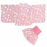 パジャマ 女の子 ベビー 浴衣風 寝間着 ルームウェア 鳥花柄 ピンク 80