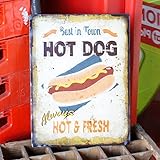 アンティークエンボスプレート「Hot Dog」（RECTサイン）　／ブリキ製看板／ティンサイン／アメリカン雑貨／