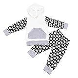 2pcs幼児用ベビー男の子長袖コットン衣装セットパーカートッププルオーバーパンツ カラー: ホワイト