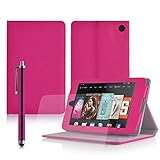 Casezilla Amazon Fire HD 6 Tablet (Wi-Fi 8GB & 16GB) Multi-Function Hot Pink Leather Case / Typing &