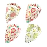 M i M i H a H a ベビー よだれかけ 柔らかい ビブ 三角 スナップ サイズ調整可能 4枚セット (ピンク)