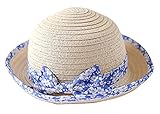 (コ-ランド) Co-land キッズ麦わら帽子 子供用キャップ ベビー用ハット 花柄リボン 女の子 女児 紫外線UVカット ビーチ お出かけ 50cm