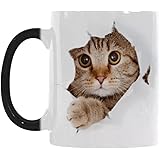 【morning place】 小猫 マグカップ 色が変わる 可愛い デザイン 壁を破る ネコ プレゼント 贈り物 に (1個)