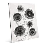 花柄コントラストブラックonホワイト花壁アートプリント 16x20 BKW0000149GLS16X20XXX